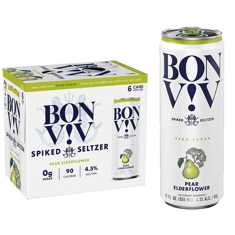 BON VIV Spiked Seltzer Pear Elderflower 12oz Can x 6 pack
