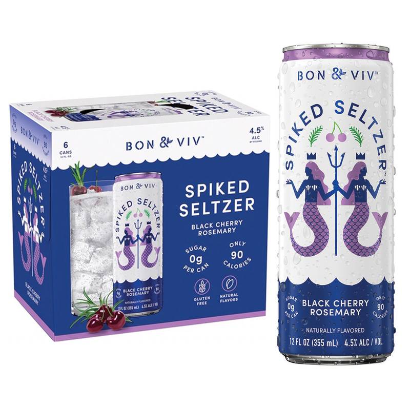 Bon & Viv Spiked Seltzer Black Cherry Rosemary 12oz Can x 6 pack