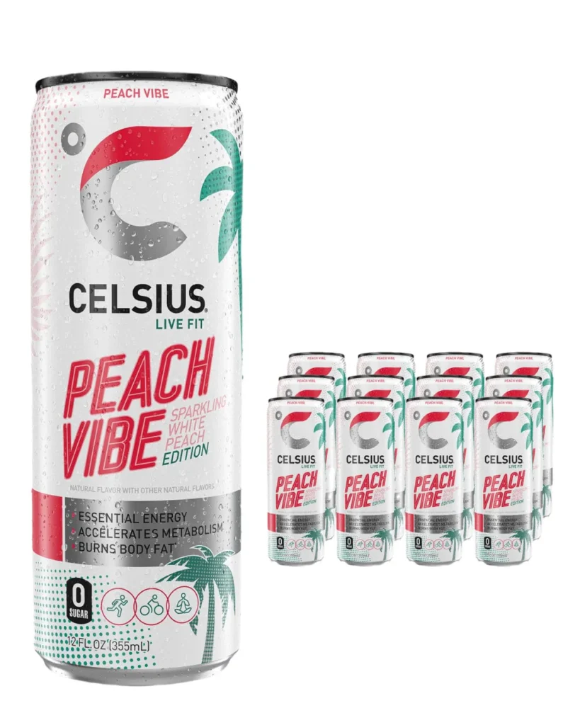 Celsius Sparkling Peach Vibe Energy Drink 12 x 355 ml