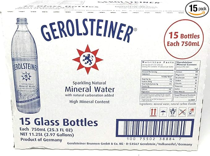 Gerolsteiner, Water Mineral Sparkling, 750 mL, 15 Pack