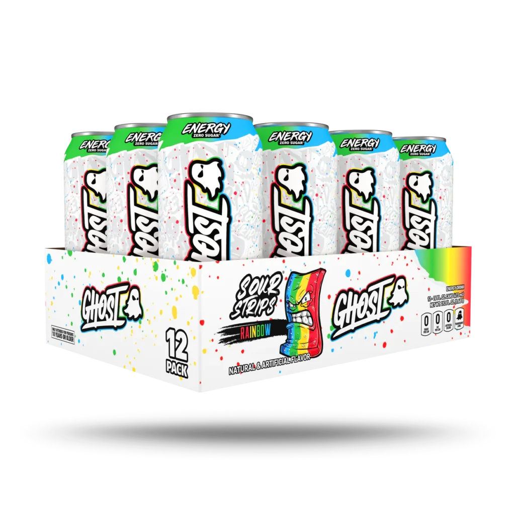 Ghost zero sugar rainbow flavor energy drink 16oz x 12 pack